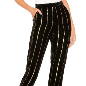 L'Academie The Fallon Pant in Black & Gold Stripe
